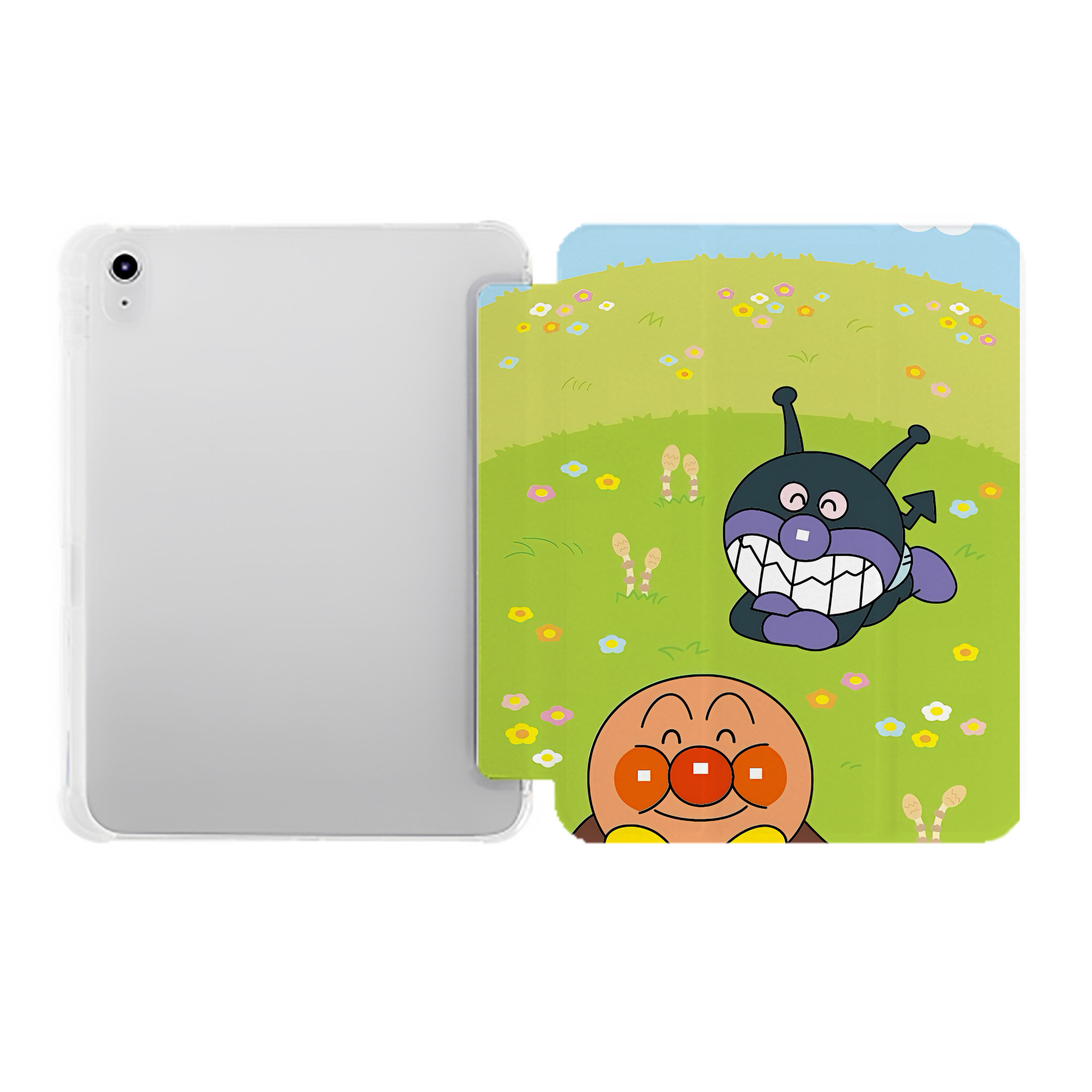 （画像用） アンパンマン Anpanman IPad ケース ペン収納付き 三つ折りスタンド PUレザー×シリコン 対応機種9.5/10.5/10.9インチ